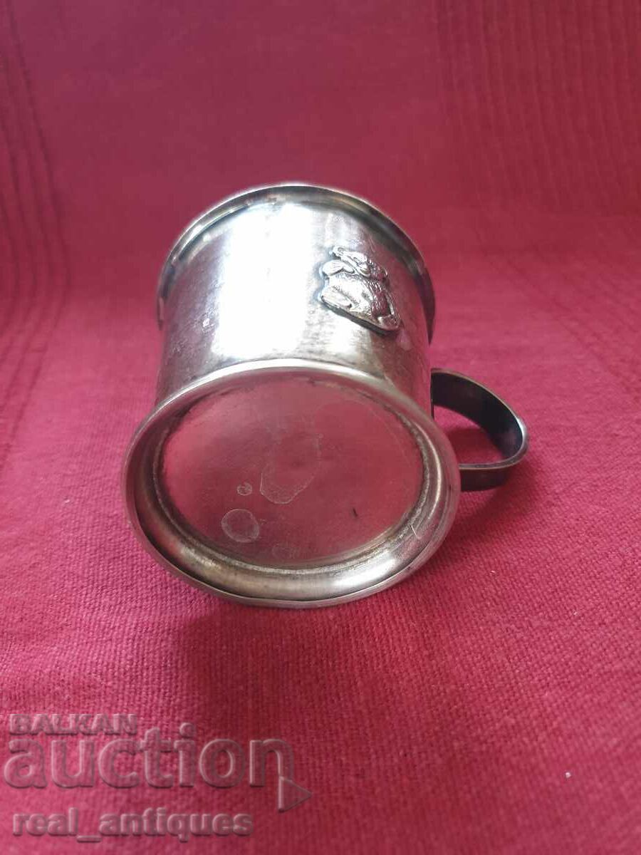 Auction Silver plated cup with bear Auction Silver plated cup with bear