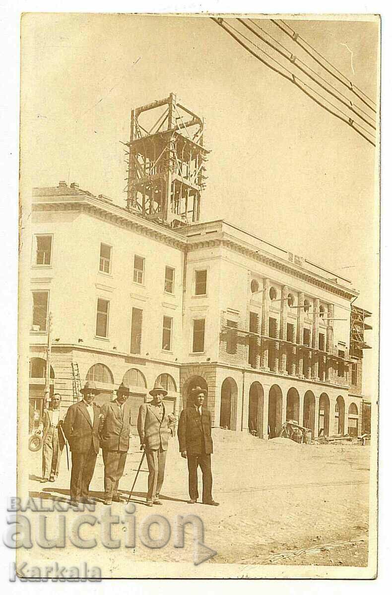 rare old photo postcard Sliven railway station construction 1930