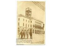 σπάνια παλιά φωτογραφική καρτ ποστάλ Κατασκευή σιδηροδρομικού σταθμού Sliven 1930