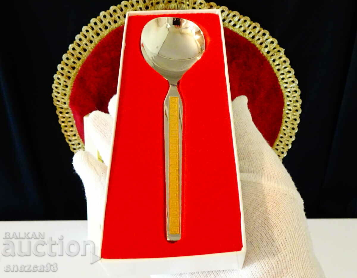 Auction Luxury Prinz spoon, gold plating, box Auction Luxury Prinz spoon, gold plating, box