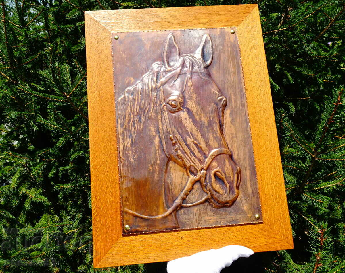 Copper panel, copper picture Horse.