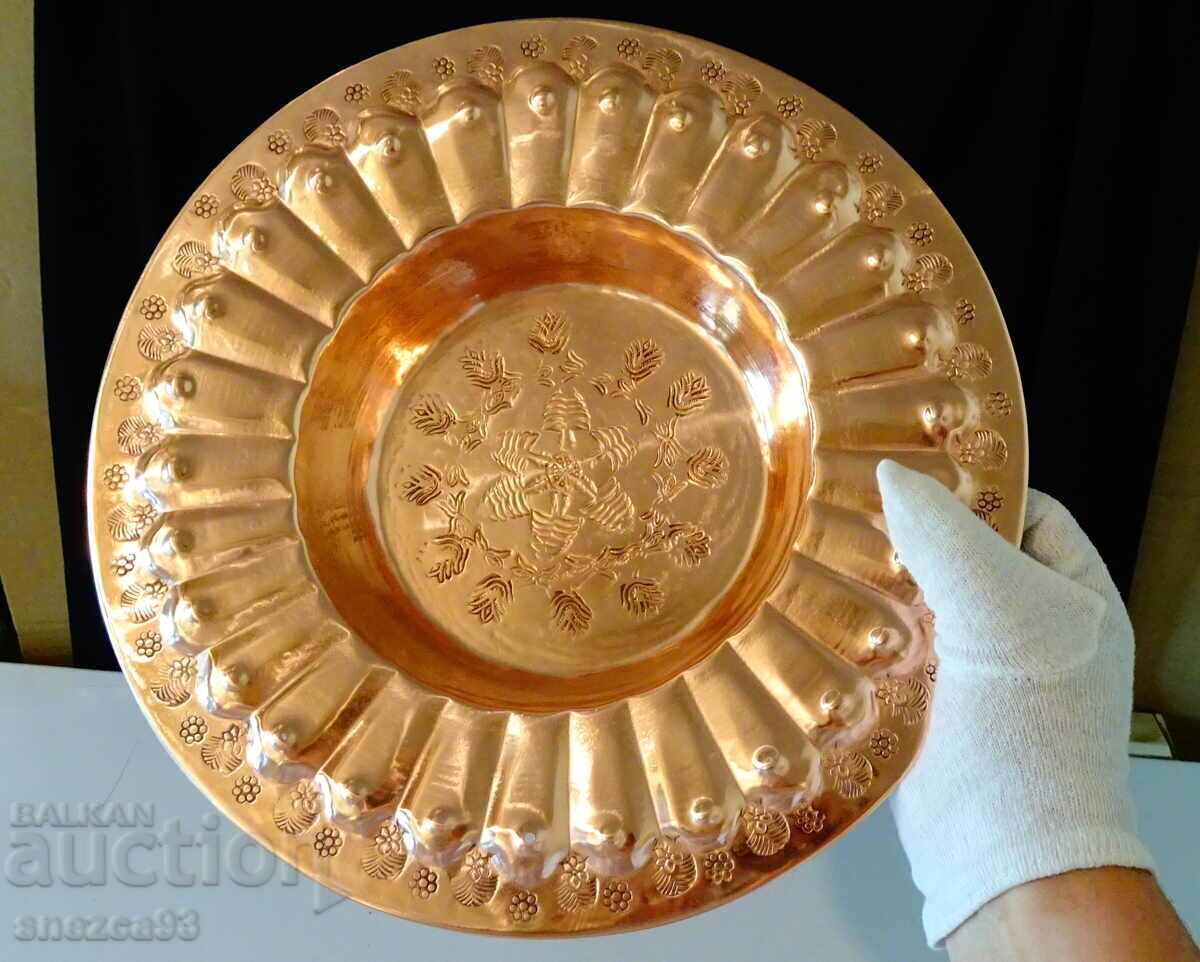 Copper brazier, hand-forged from pure red copper 31 cm - 5