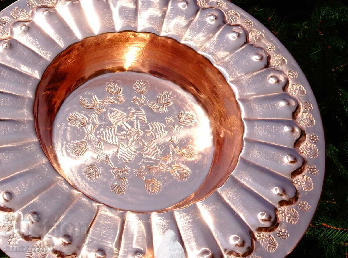 Copper brazier, hand-forged from pure red copper 31 cm