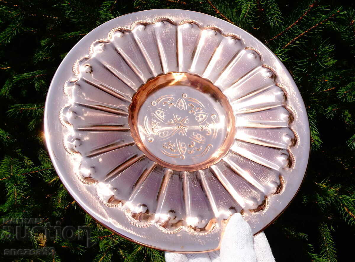 Antique copper brazier, pure red copper 24 cm - 6