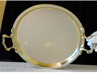 Silver-plated bronze tray 710 gr., embossed handles