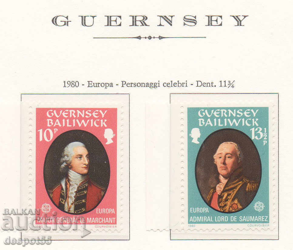 1980. Guernsey. Ευρώπη - Διάσημοι.