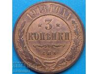 3 copeici 1913 Rusia Nicolae I (1894-1917) 28 mm cupru