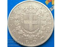 2 pounds 1863 T - Turin Italy "SHIELD" Shield BN - Birmingham Ag