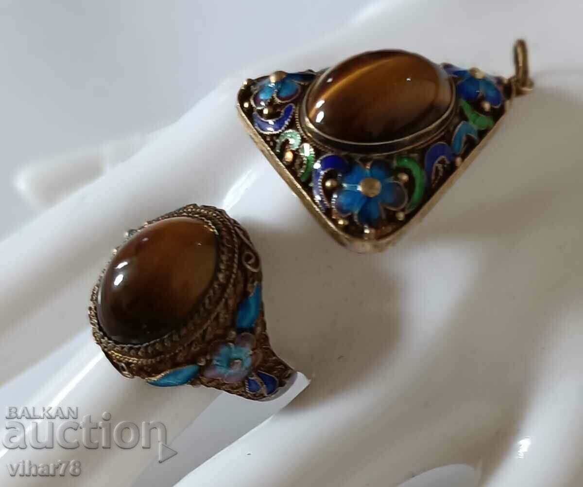 Very beautiful silver ring and pendant set - 5 Very beautiful silver ring and pendant set - 5