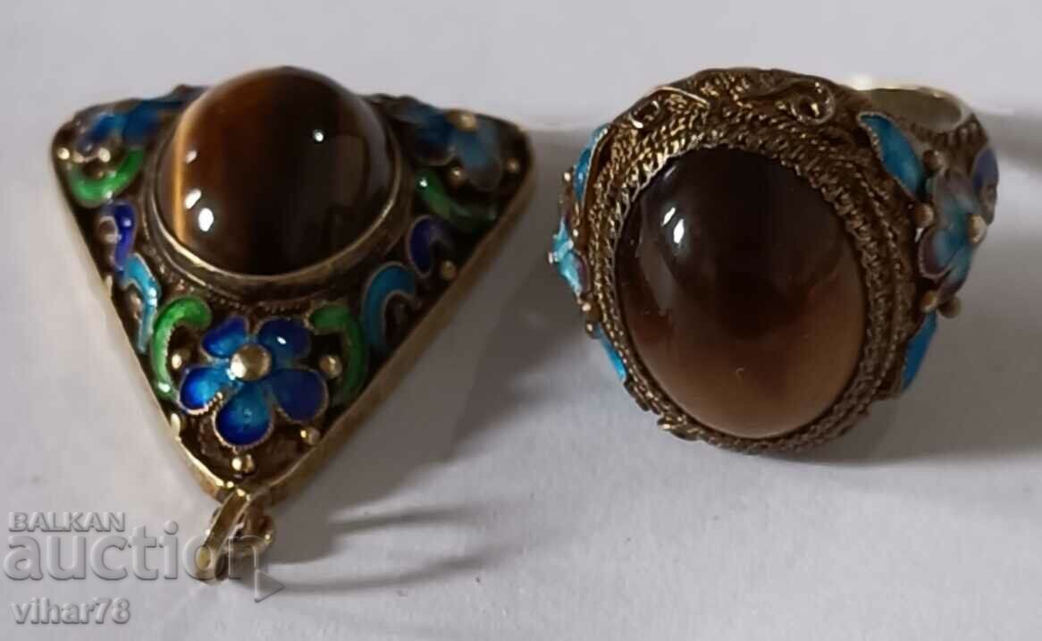 Very beautiful silver ring and pendant set - 6 Very beautiful silver ring and pendant set - 6