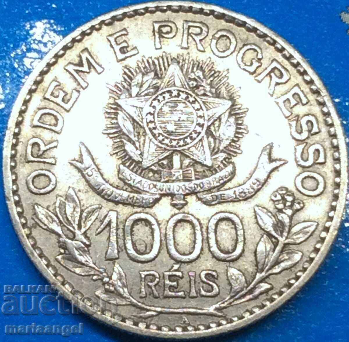 Brazil 1913 1000 reis 9.96g silver - rare