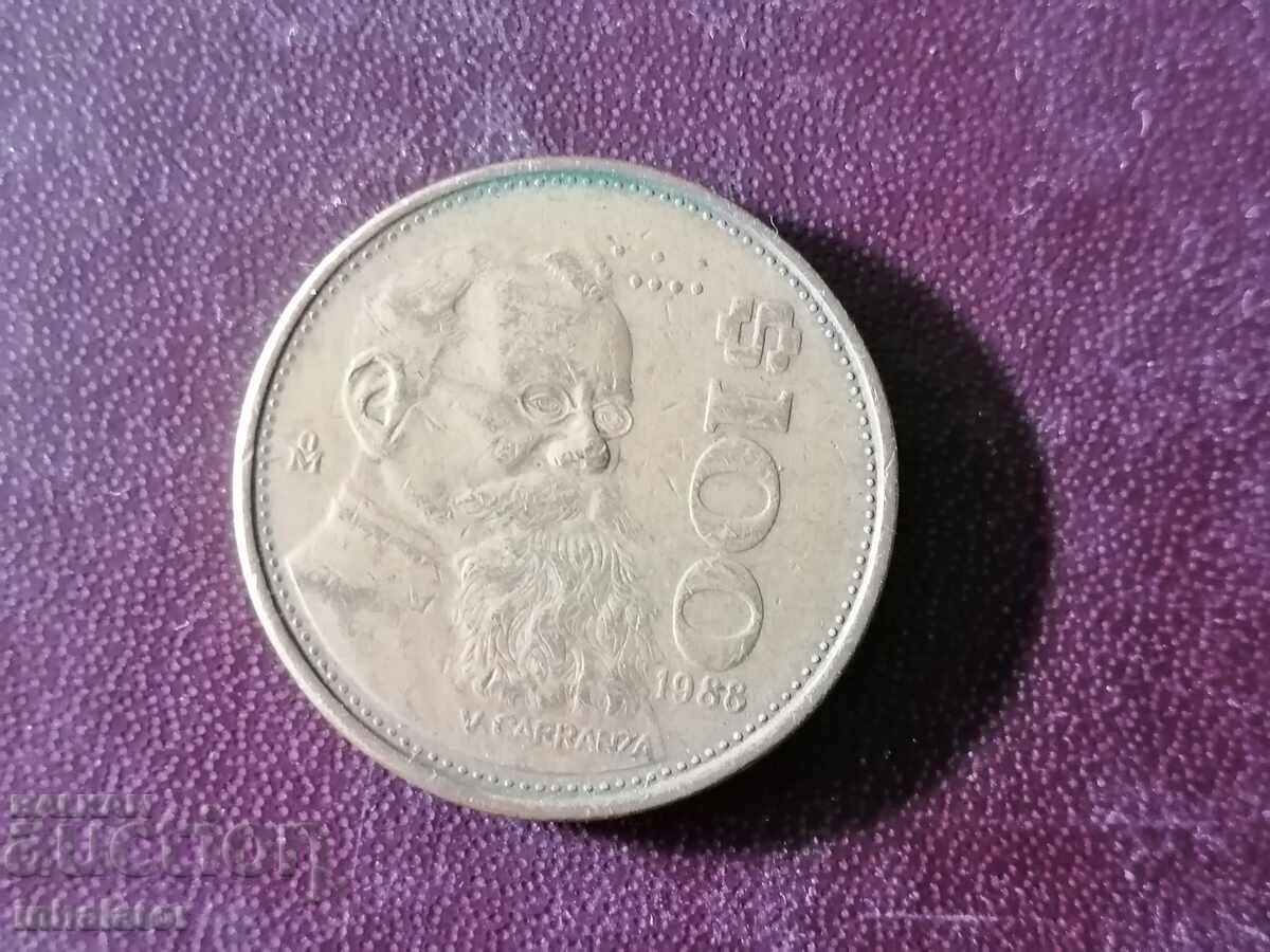 100 песос 1988 год Мексико