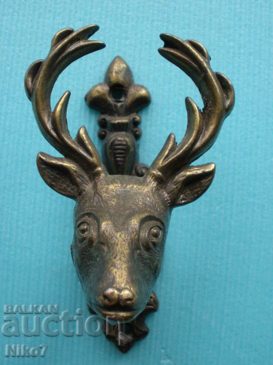 Antique brass handle - "Deer's head".