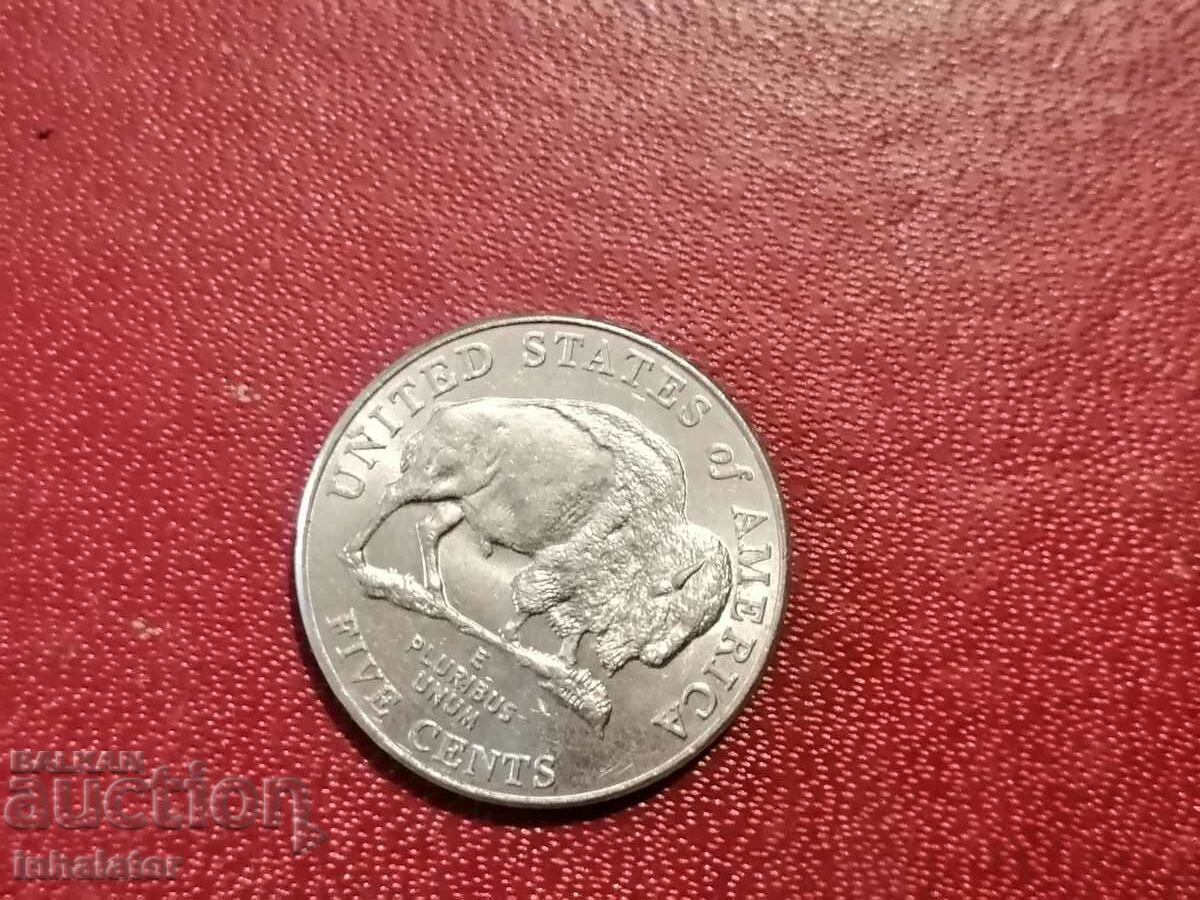 2005 год буква D 5 цента САЩ Бизон