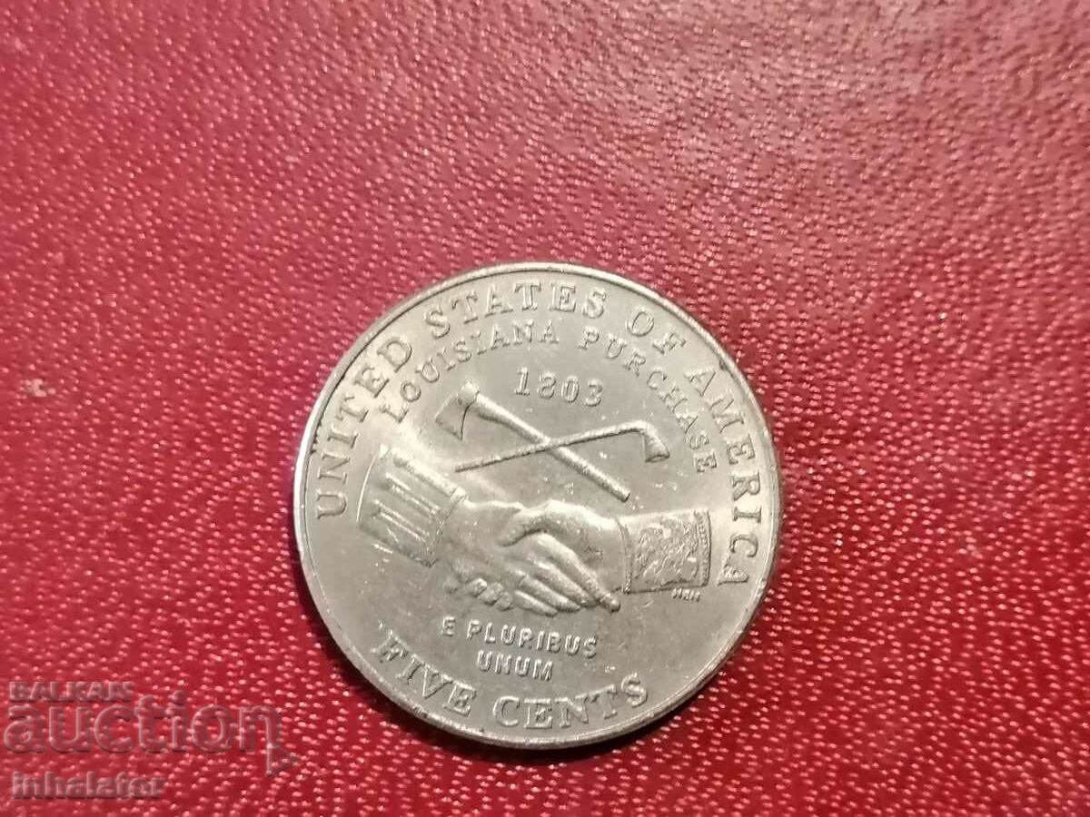 2004 год буква  Р 5 цента САЩ