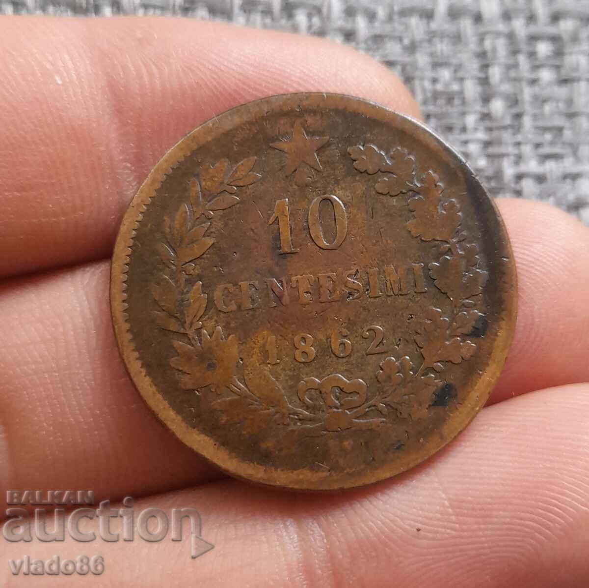 10 centesims 1862