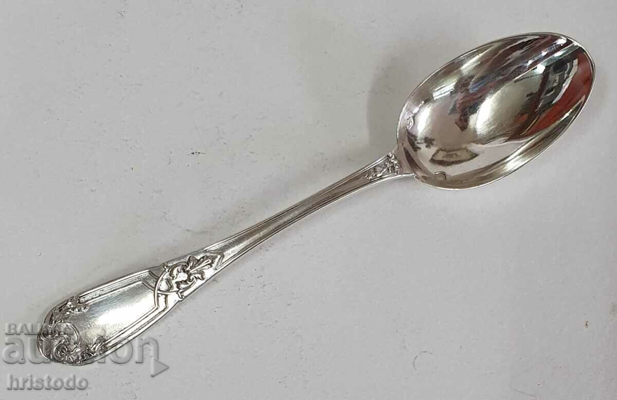 Old silver French dessert spoon