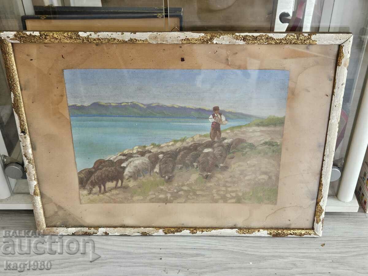 old picture shepherd shepherd girl russian picture art