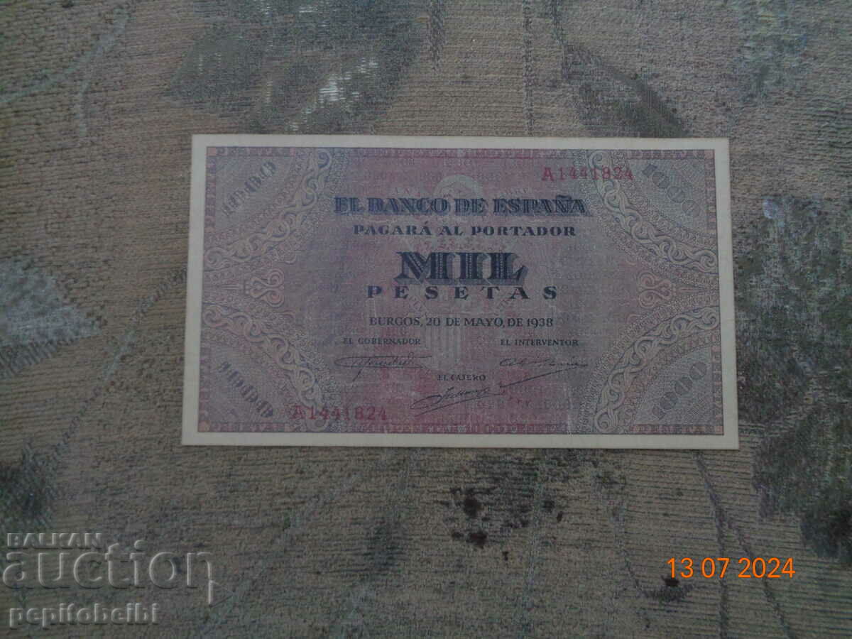 Spania rar - 1938 1000 pesetas - bancnota este o copie