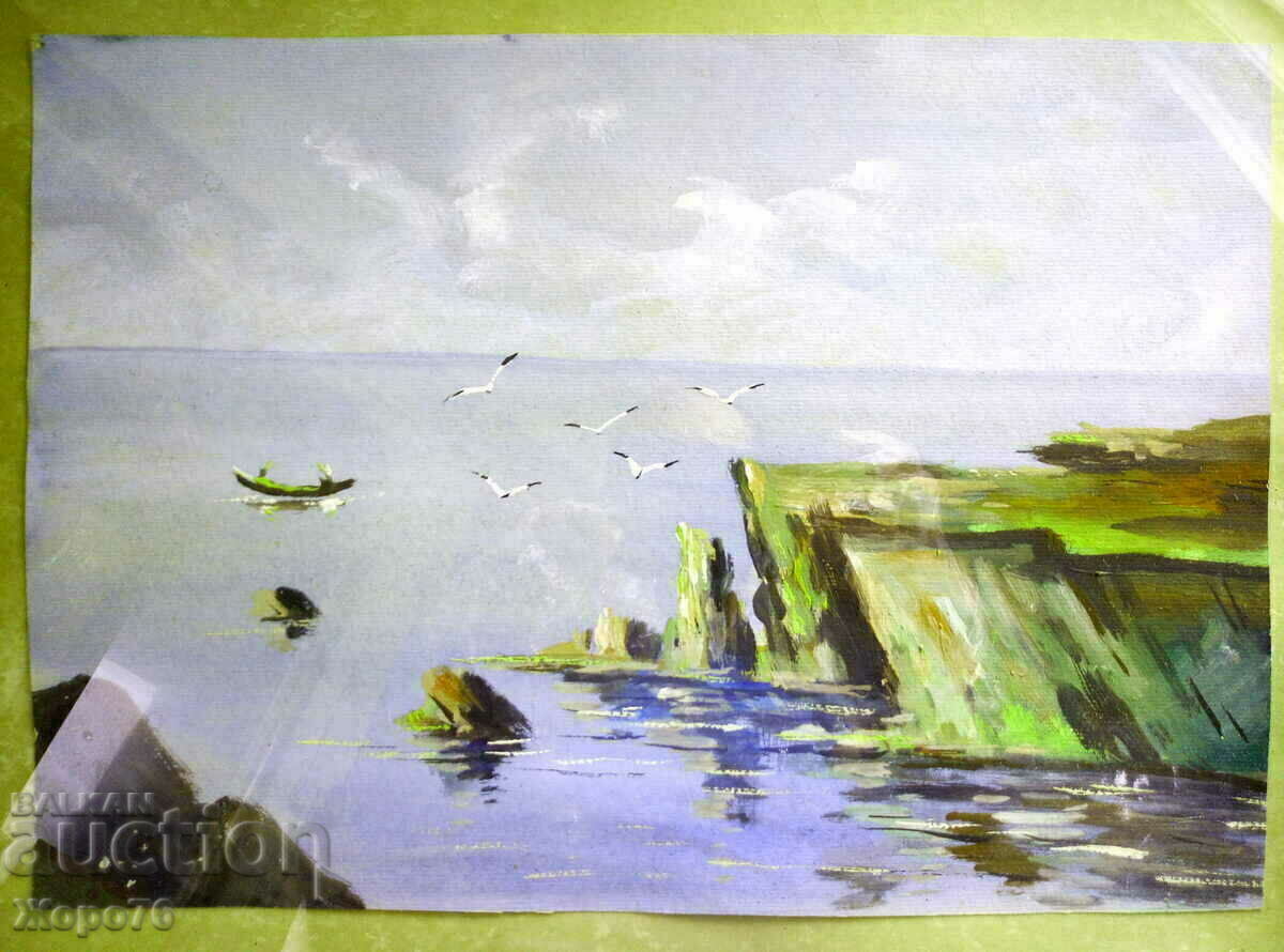 Old OIL PAINTING Sea and Mountain Landscape TEMPERA 1970s with price 150.00 BGN | € 76.69 Old OIL PAINTING Sea and Mountain Landscape TEMPERA 1970s with price 150.00 BGN | € 76.69