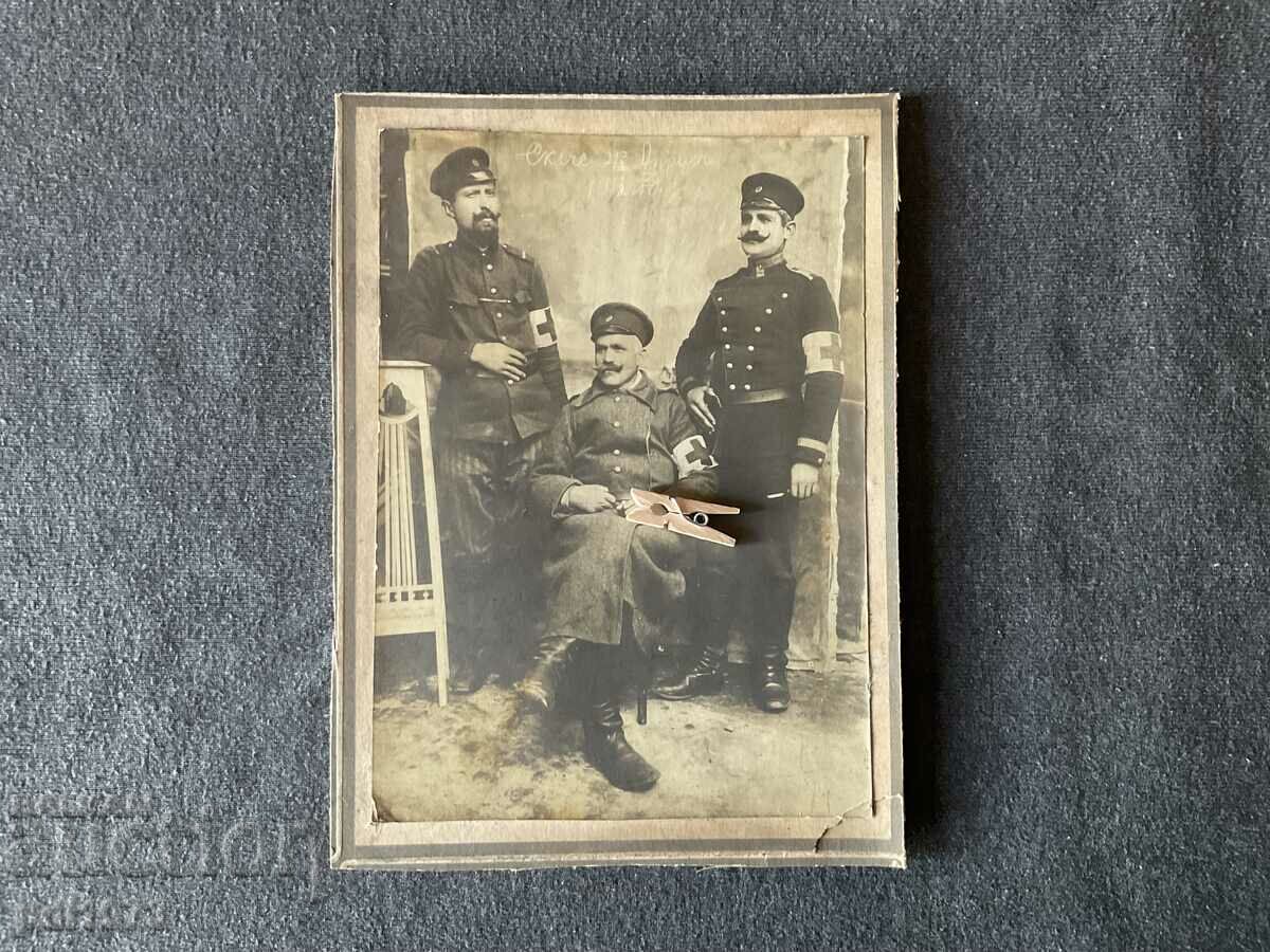 Foto veche din carton medici medici Războiul Balcanic 1912