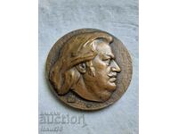Placă de bronz veche rusă De Balzac