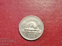 1999 год 5 цента Канада Бобър