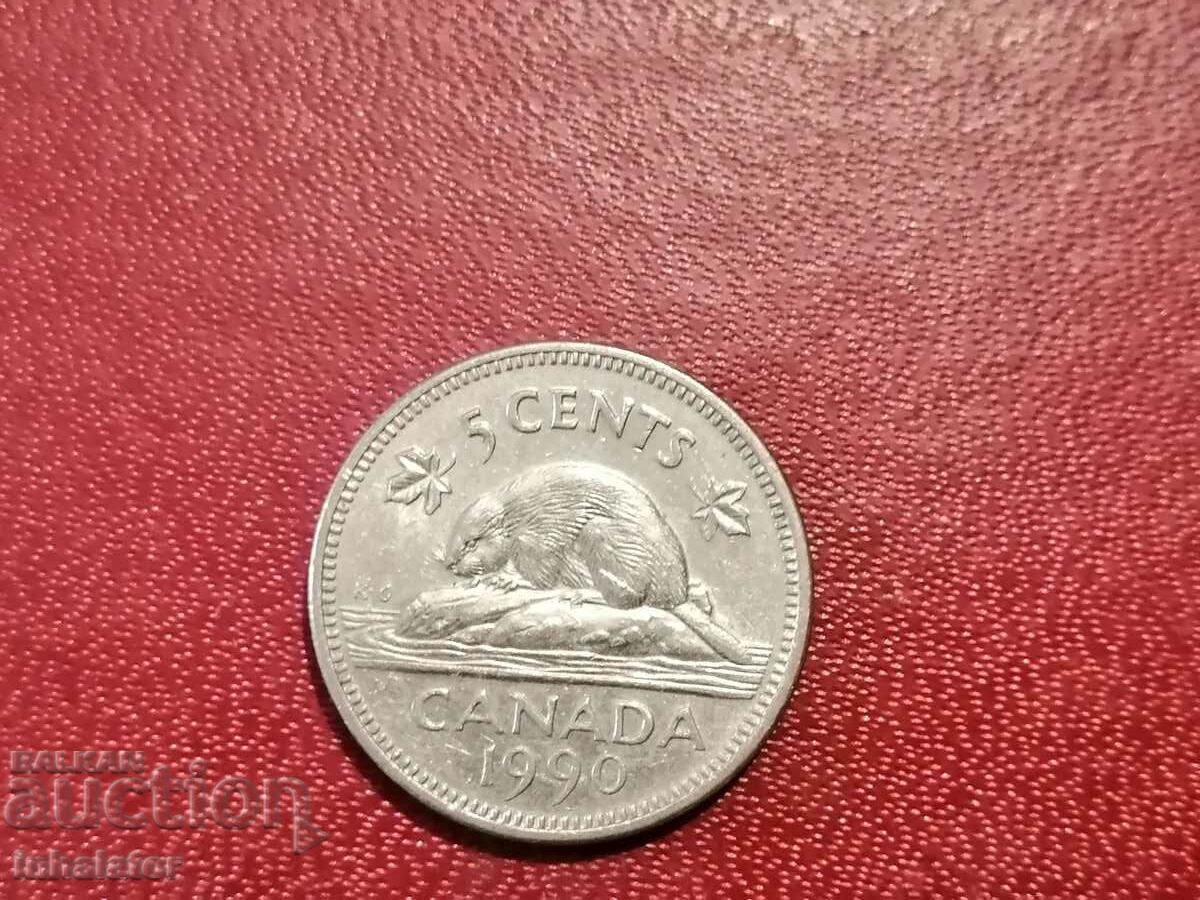 1990 год 5 цента Канада