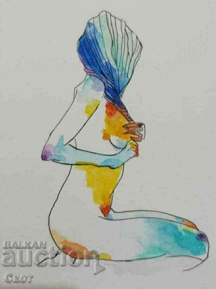 Desen cu cerneală și acuarelă Desen cu cerneală și acuarelă