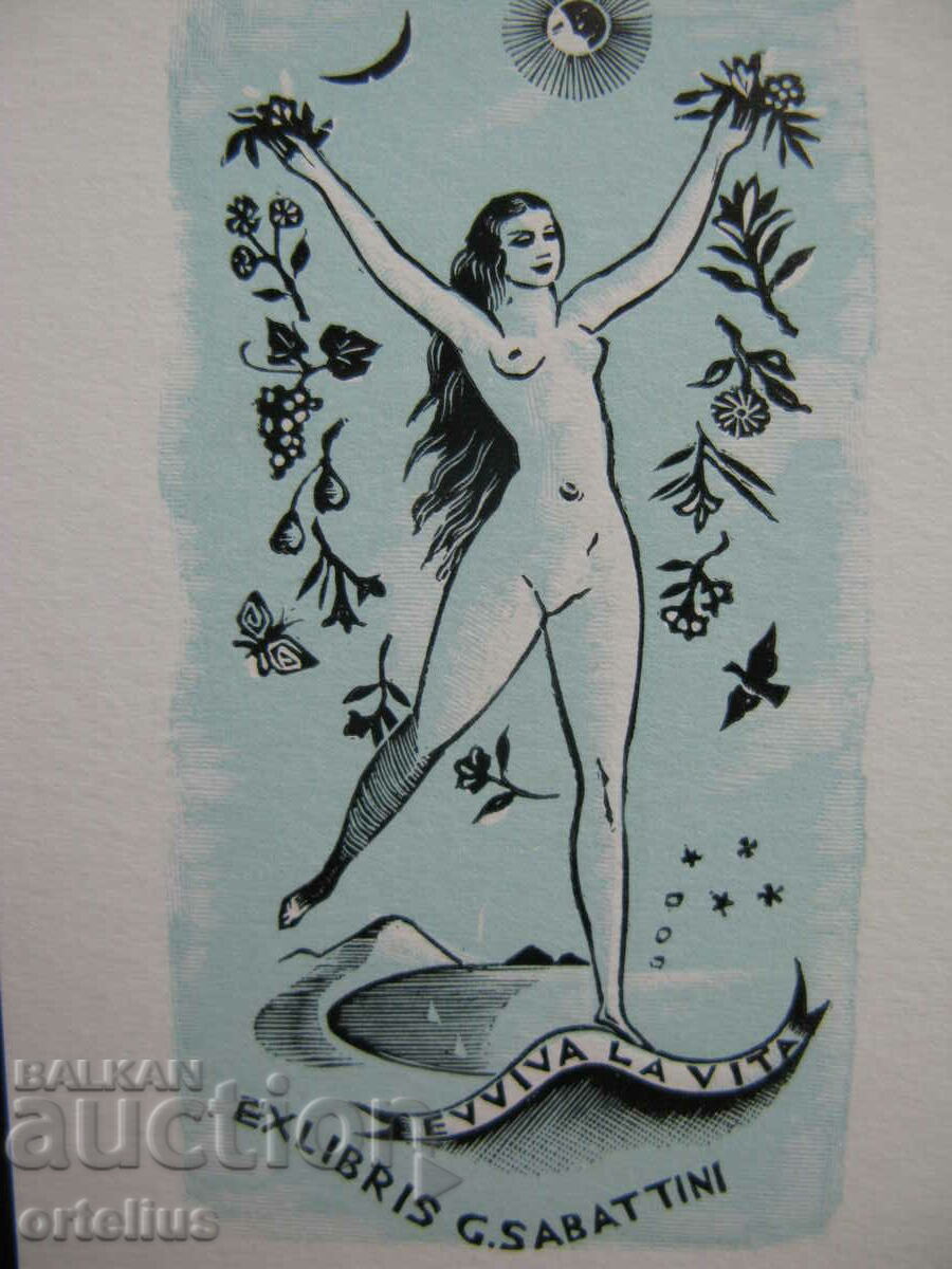 G.SABATTINI Graphics Bookplate Erotic nude body