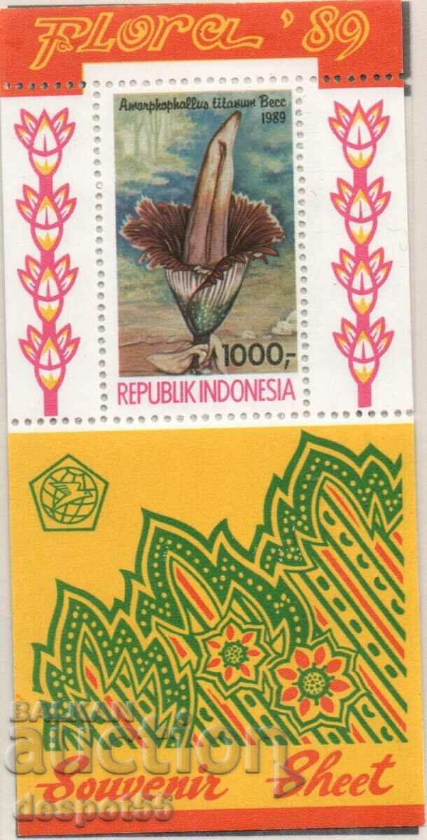 1989. Indonesia. Flowers. Block.
