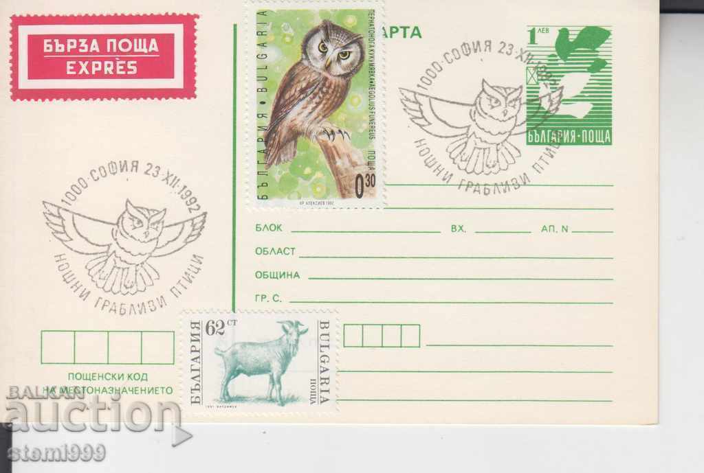 Postcard FDC Nocturnal raptors