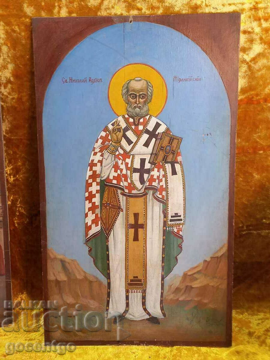 Icon big old St. Nikolay PAINTED