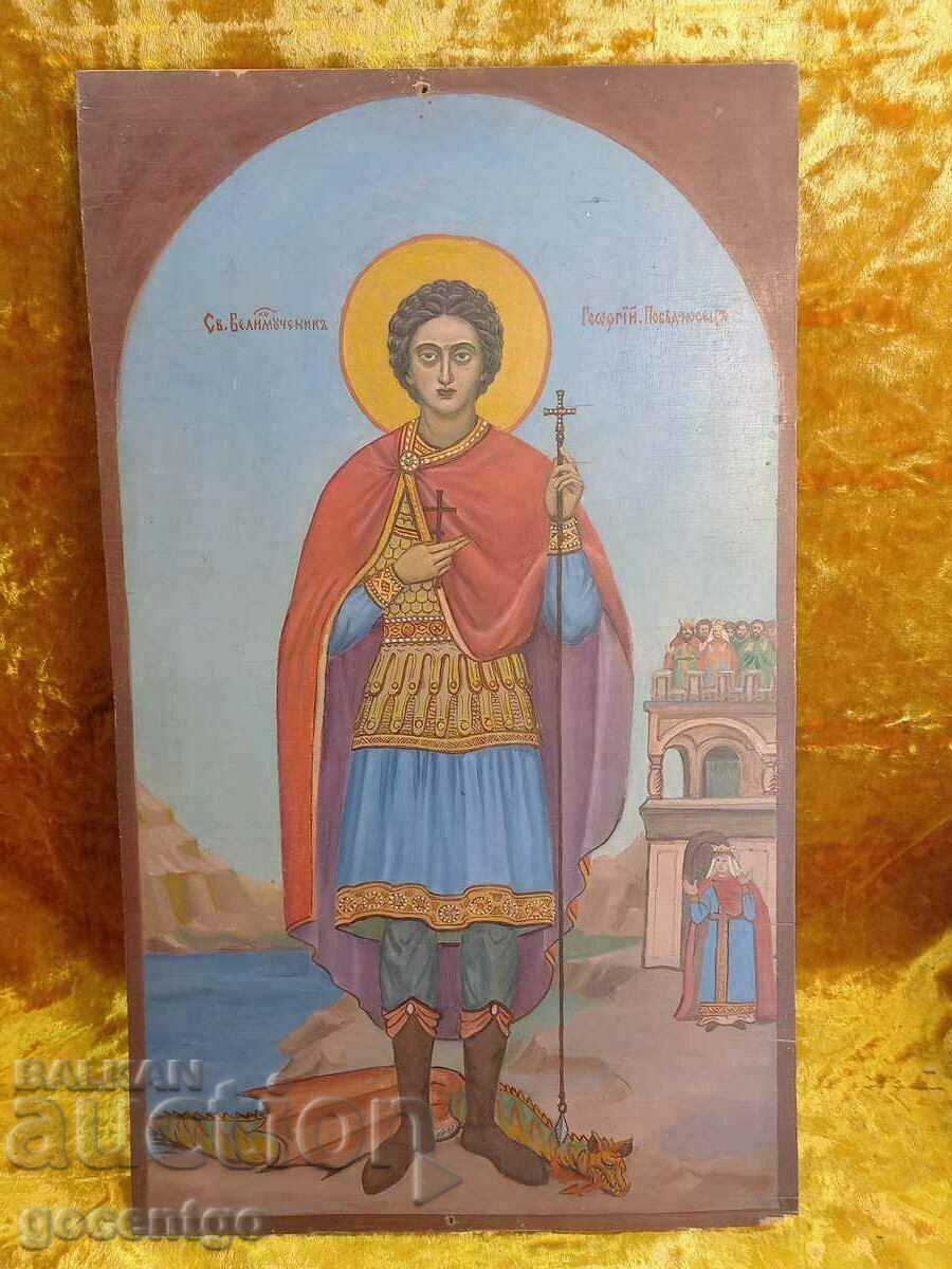 Икона голяма стара Св. ГЕОРГИ. РИСУВАНА