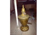Old French metal miner's lamp