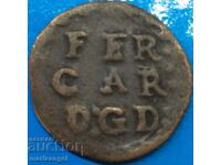 Mantua 1 soldo Ferdinand Carl Gonzaga 1700-1707 Italia billon