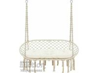 Double beige garden swing for two with cushions