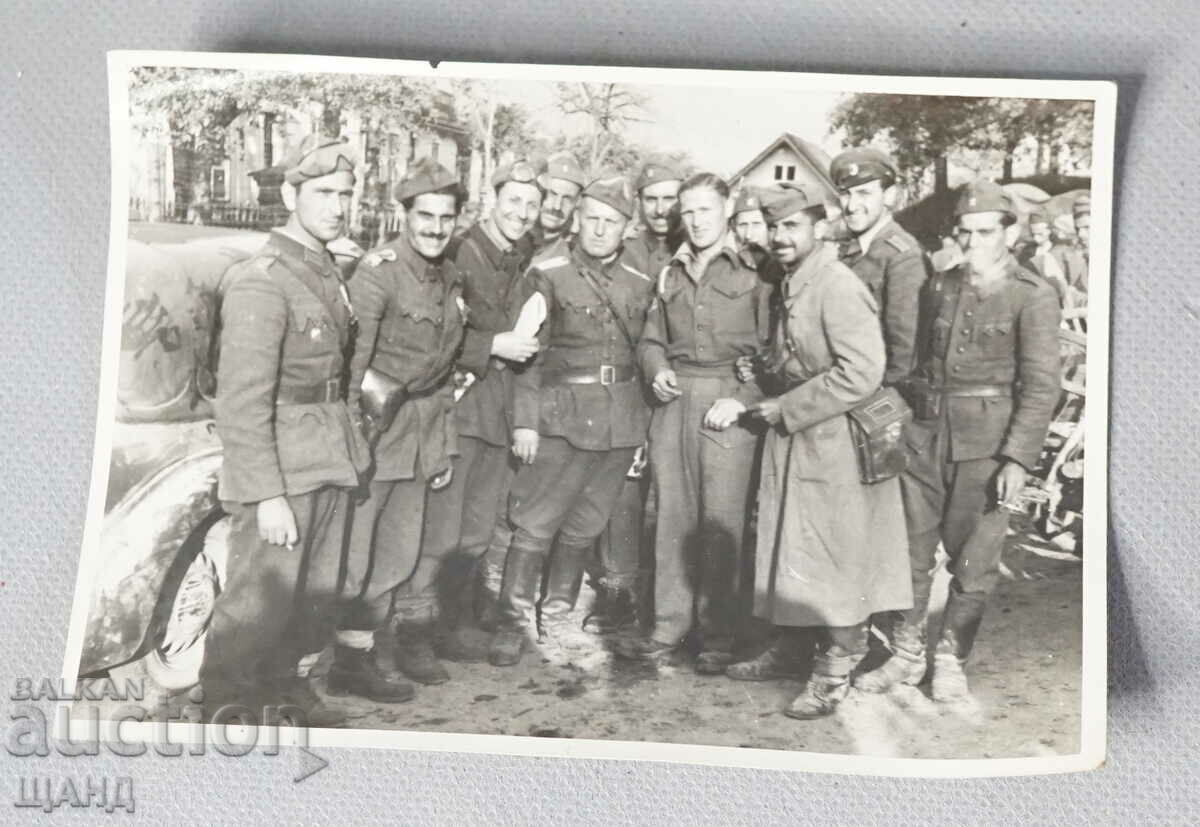 Old military photo soldiers uniform vintage car