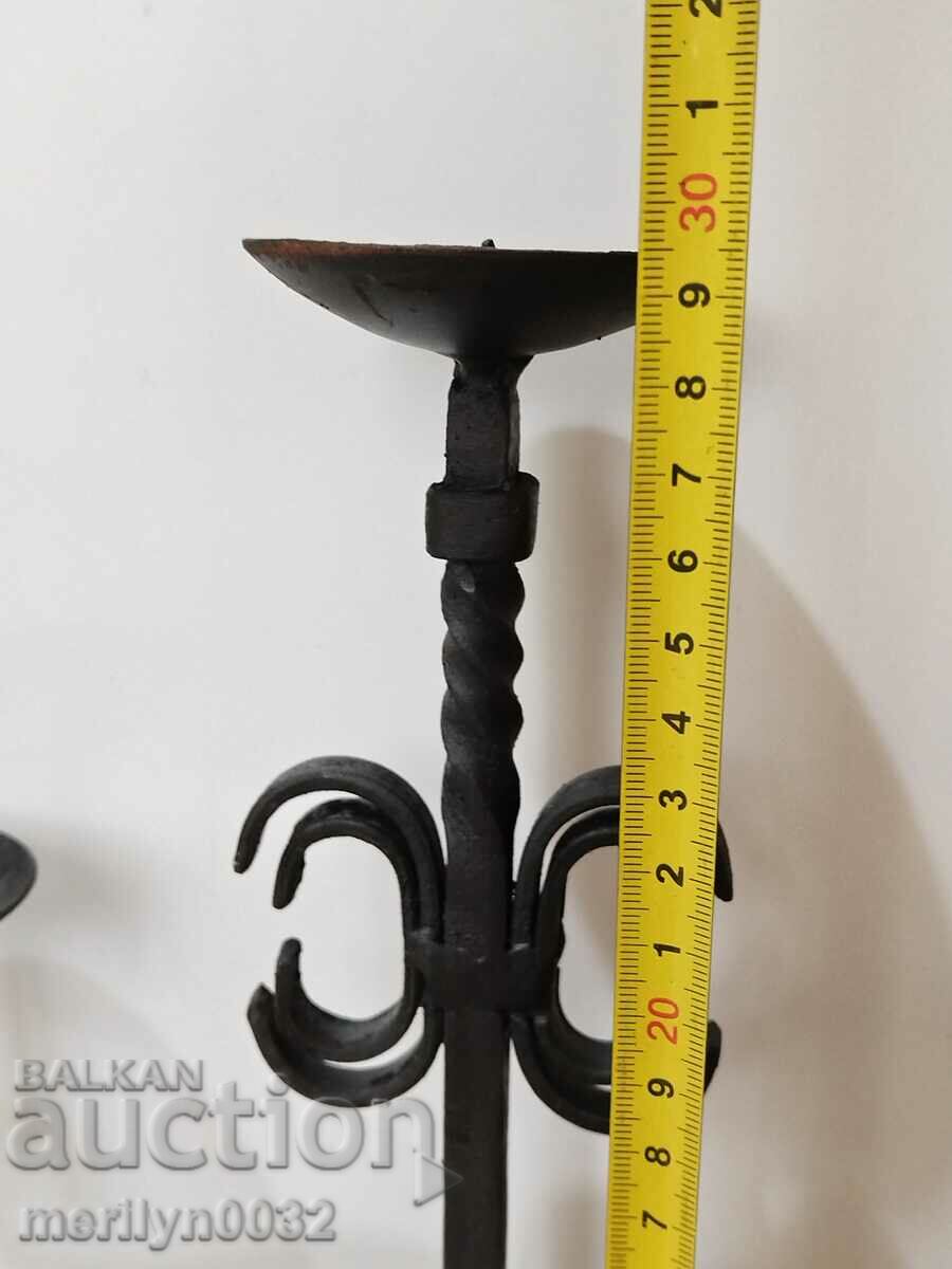 Old wrought iron candlestick lamp - 5 Old wrought iron candlestick lamp - 5