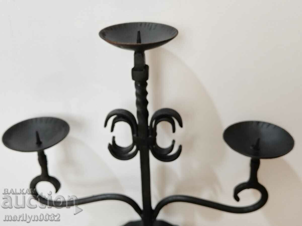 Old wrought iron candlestick lamp - 6 Old wrought iron candlestick lamp - 6