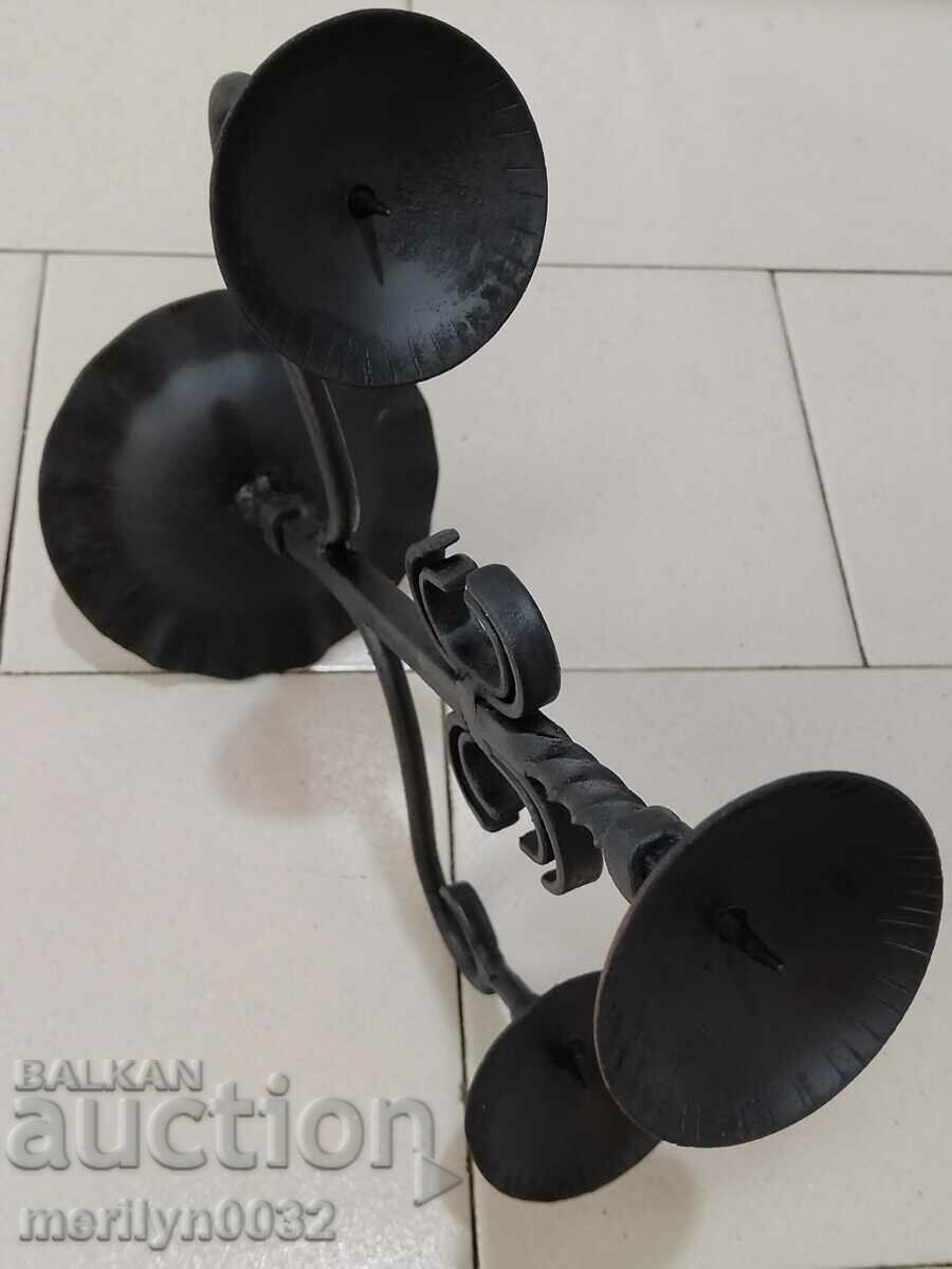 Old wrought iron candlestick lamp - 7 Old wrought iron candlestick lamp - 7