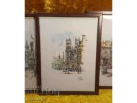 Painting old WESTMINSTER London 43x33 cm