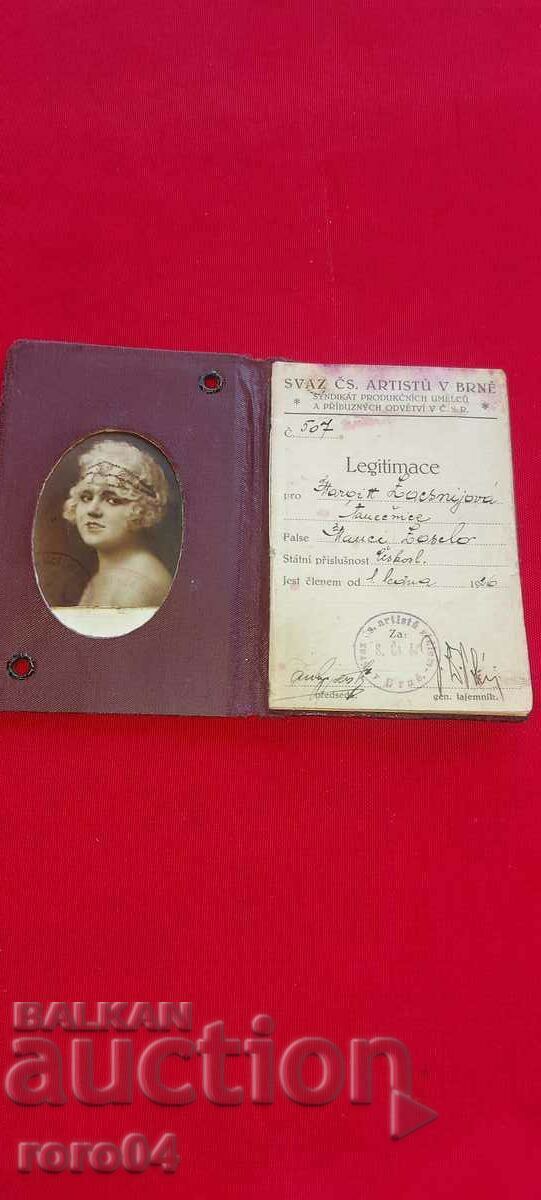 ACTRESS - IDENTIFICATION CARD - 1926