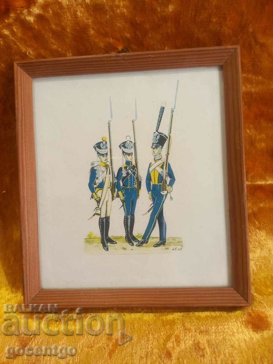 Old picture SOLDIERS 14x16 cm