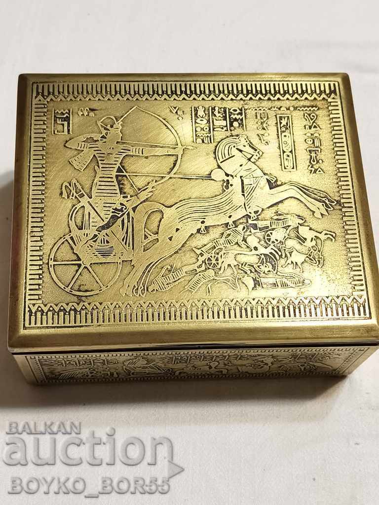 Antique Bronze Box with Egyptian Motifs 1940s