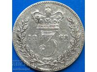 Великобритания 3 пенса 1886 Маунди Виктория сребро