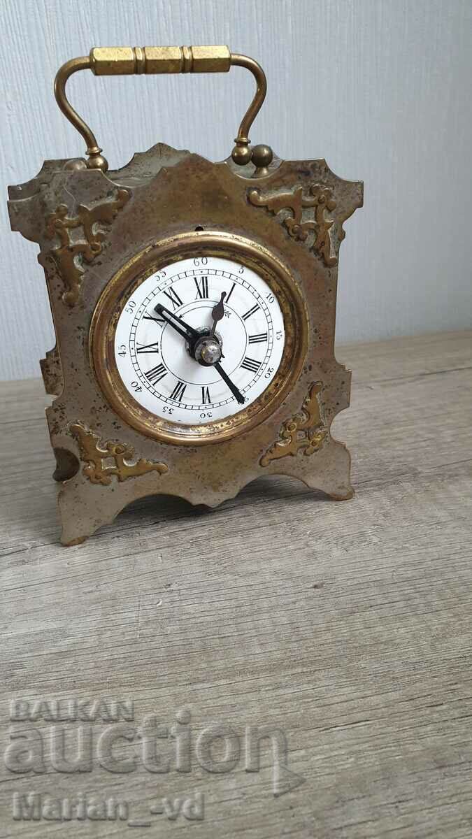Ceas deșteptător din alamă antic francez din secolul al XIX-lea