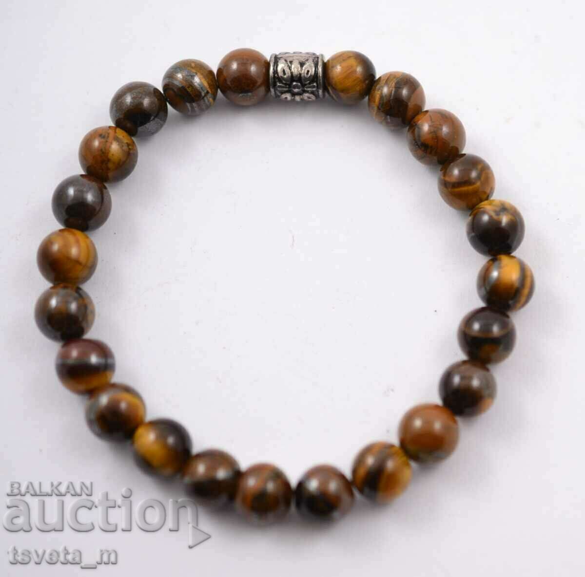 Bracelet with semi-precious natural stones Tiger's eye