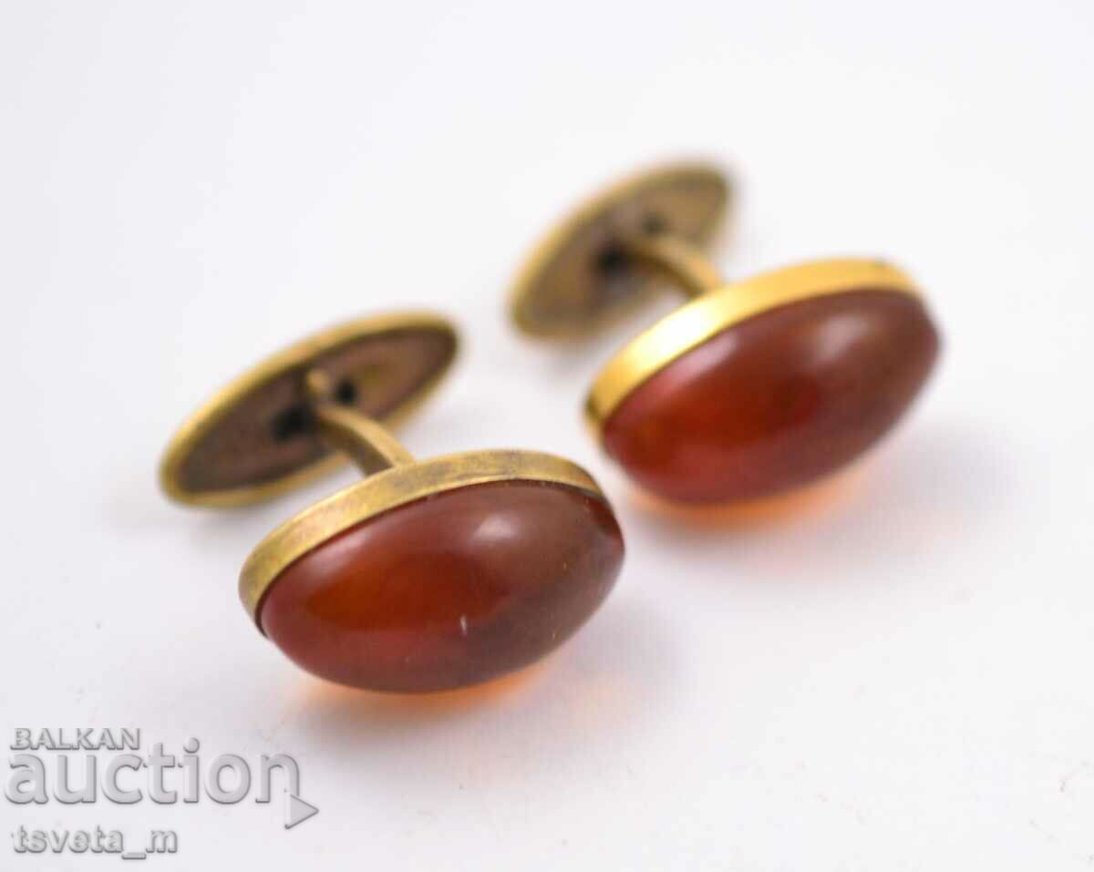 Men's Amber Cufflinks, Buttonels