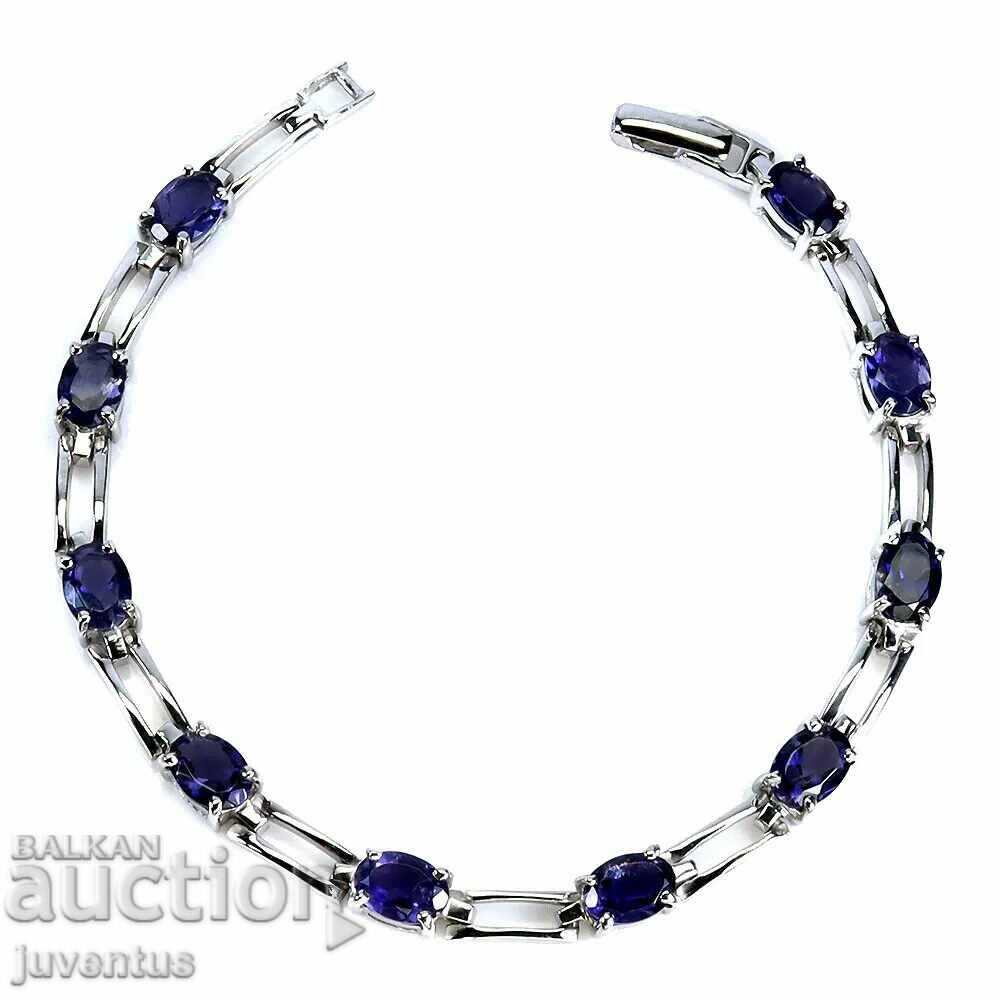 SILVER BRACELET WITH IOLITE (WATER SAPPHIRE) - NIGERIA